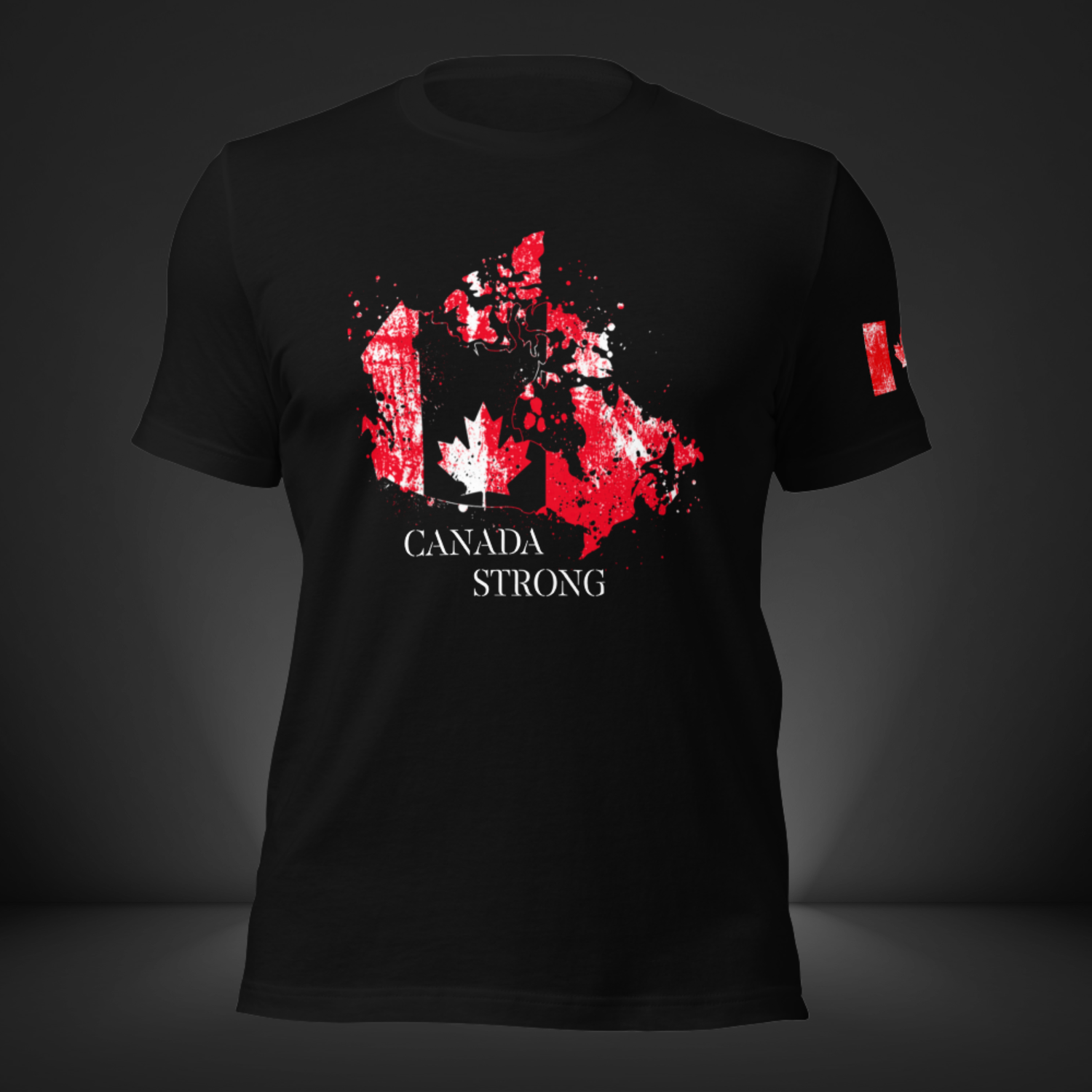 Tactical Motive black tactical t-shirts featuring military and patriotic designs with soldier silhouettes, grenades, and maple leaf emblems — rugged Canadian streetwear.