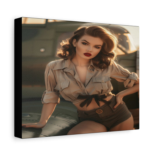 WWII Pin‑Up Girl – Vintage Aviation Canvas Wall Art Tactical Motive